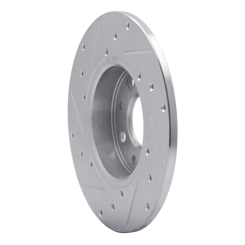 Fiat 500E Brake Rotor (1) - Rear Right - R1 Concepts - Drilled & Slotted - Silver - `13-`19